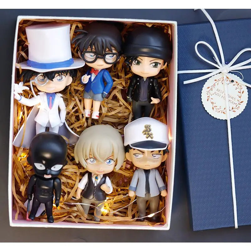 6pcs/set Detective Conan Action Figure Toys for Kids Kuroba Kaito Akai Shuuichi Haibara Ai Hattori Heiji Collectible Gift Dolls