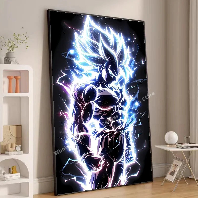 Anime Dragon Ball Wukong Neon Light Effect Poster High Definition Image Printing Creative Home Art Wall Decoration Painting
