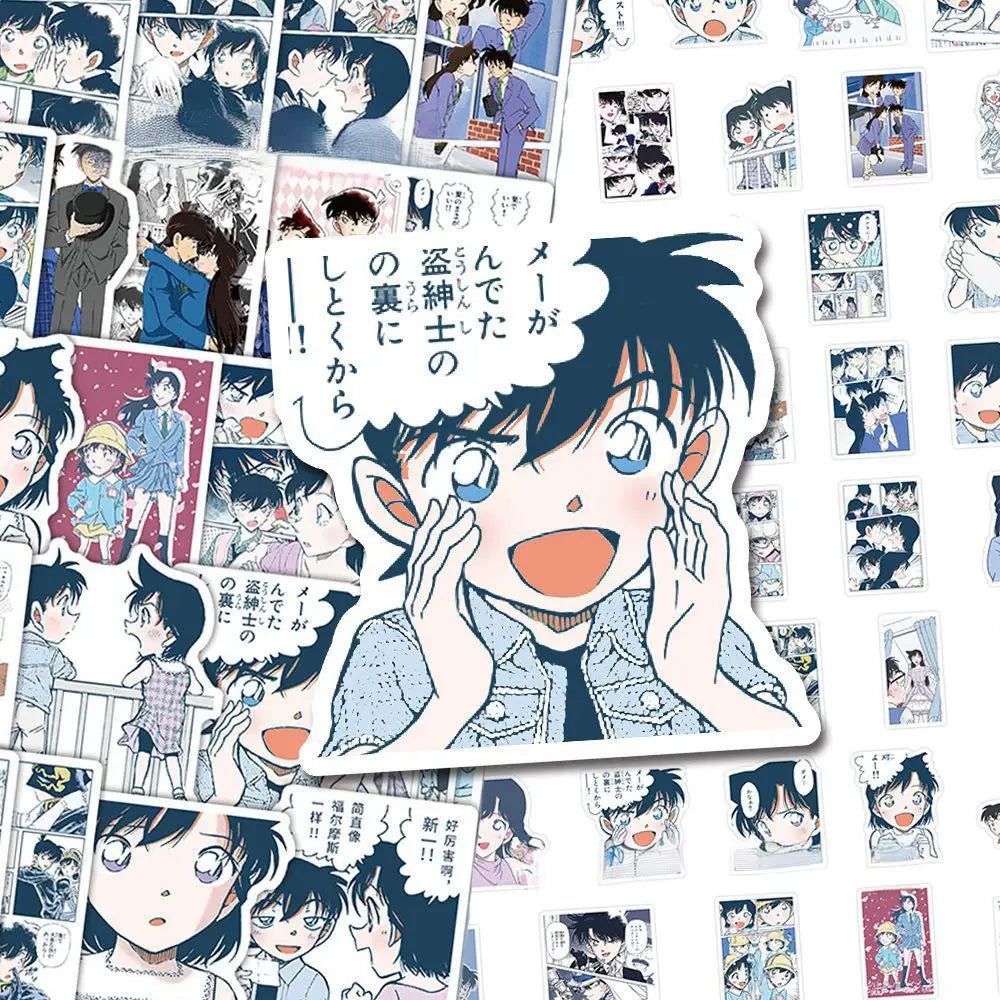 63 Pcs Detective Conan Stickers Shinichi and Ran CP Anime Peripherals Kaito Kid Character Cute DIY Decals