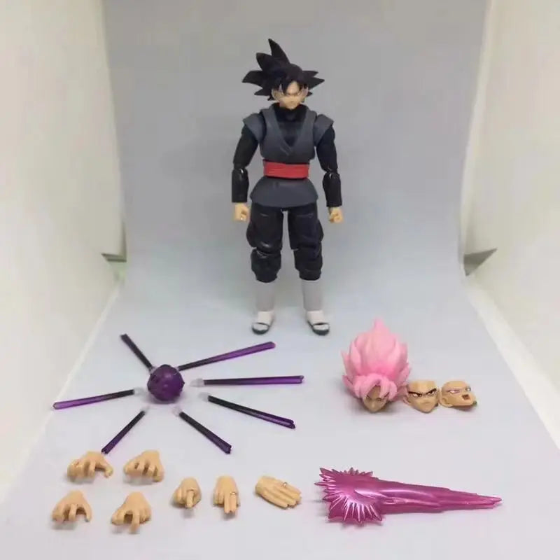 Dragon Ball Black Goku Zamasu 14cm Anime Action Figure Super Saiyan Movie Version Dbz Model With Multiple Accessories Toys Gifts