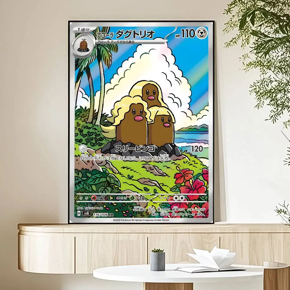 MINISO Cartoon Pokemon Poster HD Art Sticky Wall Waterproof Home Living Room Bedroom Bar Aesthetic Decoration