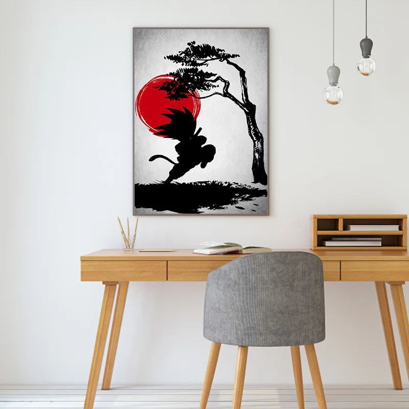 Classic Anime Character Canvas Painting Dragon Ball Goku Ink Watercolor Poster Wall Art Print Mural Children Room Decor Cuadros