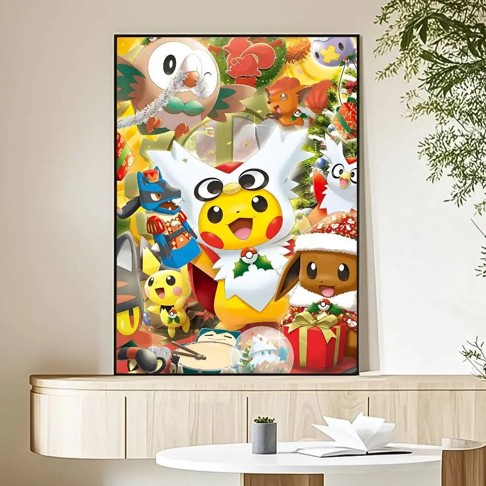 MINISO Cartoon Pokemon Anime Poster HD Art Sticky Wall Waterproof Home Living Room Bedroom Bar Aesthetic Decoration