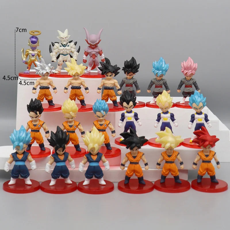 21pcs/lot Dragon Ball Mini Figure Super Saiyan Goku Vegeta Action Figures DBZ Dolls Model Toys Gifts