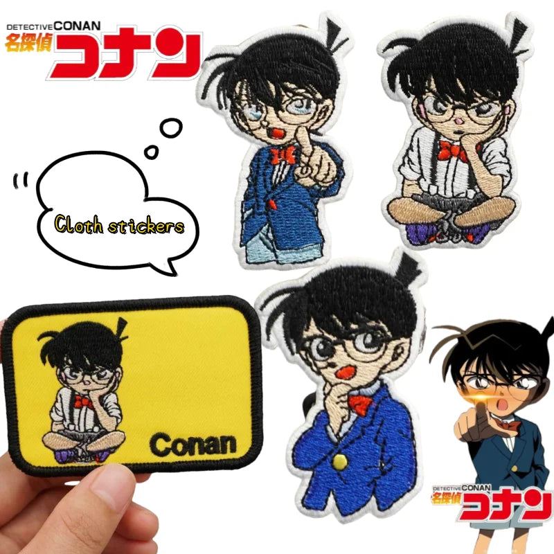 Conan Edogawa Cloth Sticker Creative High Value Cartoon Cute Couple Clothes School Bag Decorated Self Adhesive Patch Velcro