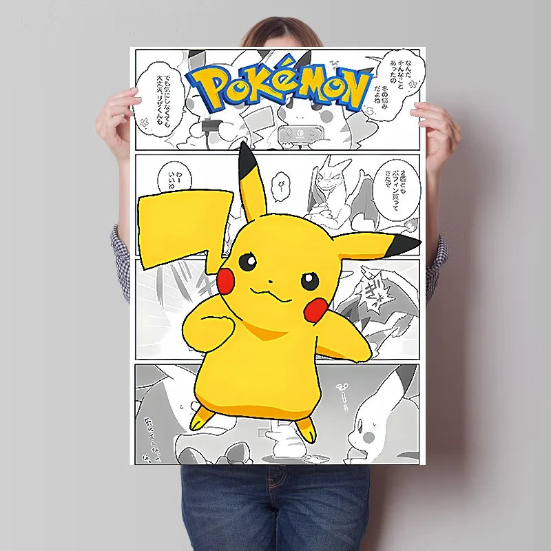 Pokemon Anime Figures Print Canvas Wall Art Posters Surrounding Charizard Bulbasaur Pikachu Decoration Interior Posters for Room