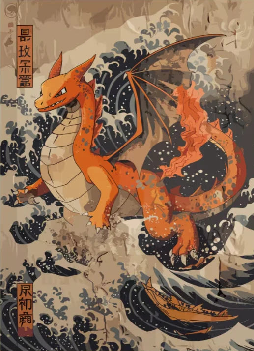 P-Pokemon Japanese Anime Canvas Painting Kawaii Elf Pets HD Poster Retro Bar Noodle Room Living Room Home Mural Decor Kids Gifts