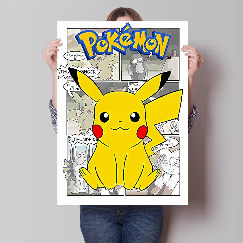 Pokemon Anime Figures Print Canvas Wall Art Posters Surrounding Charizard Bulbasaur Pikachu Decoration Interior Posters for Room