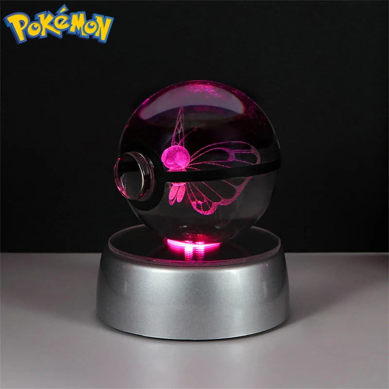 لعبة مجسم بوكيمون ثلاثي الأبعاد على شكل كرة كريستالية من باتر فري كيوبون، بوكيبول ديتو لوكاريو لابراس، نموذج لوجيا أركيوس مع قاعدة إضاءة LED