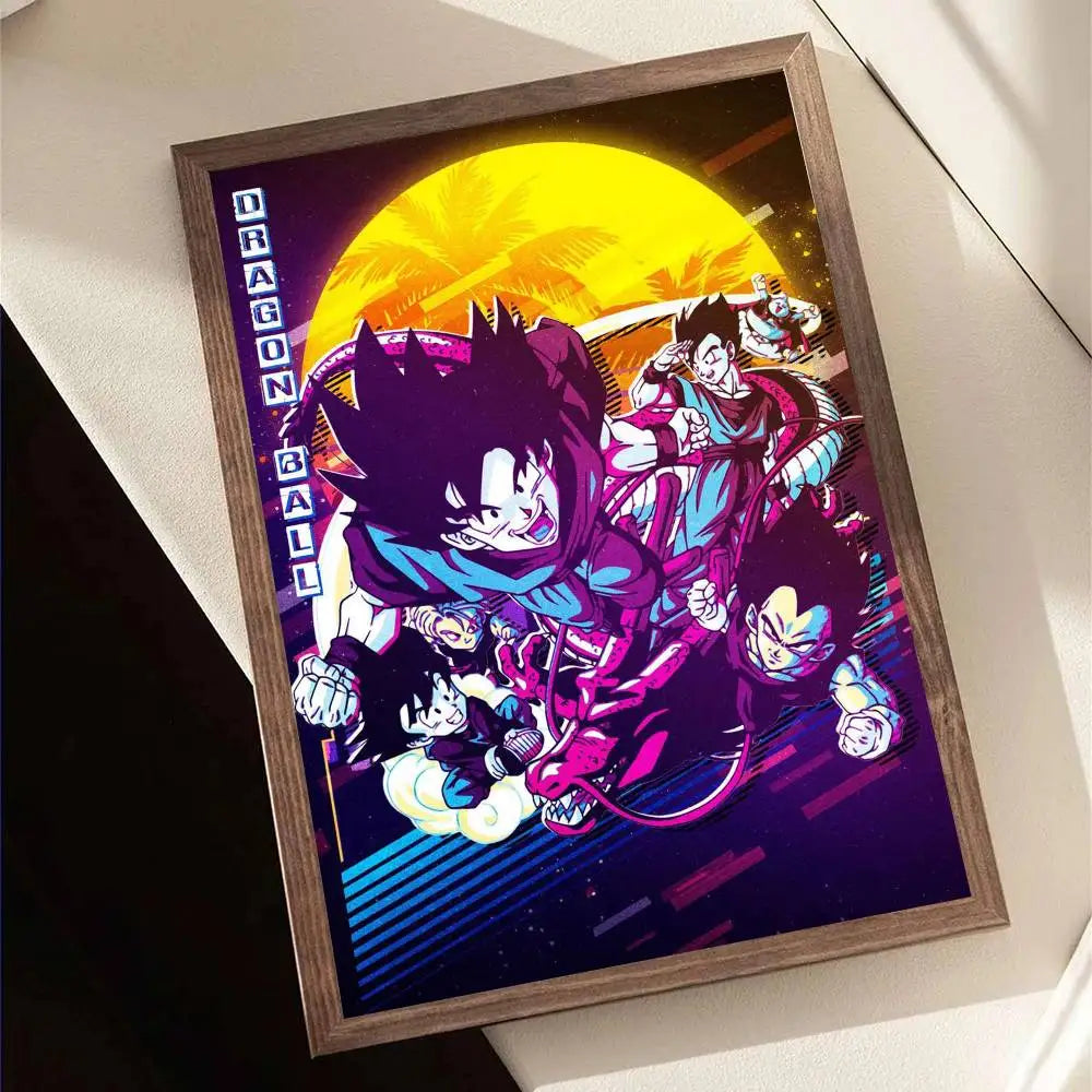 1pc Japanese Anime Dragon Ball Goku Poster Self-adhesive Art Waterproof Paper Sticker Coffee House Bar Room Wall Decor