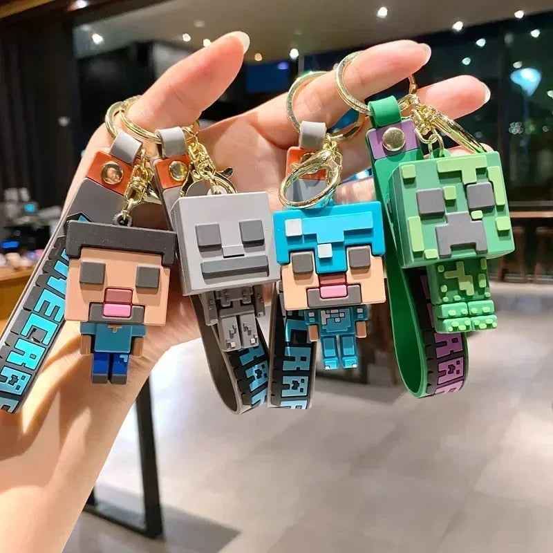MC Game Creativity MyWorld 3D Sandbox Game Keychain Minecraft Couple Bag Pendant Cos Action Figure Ornaments Model Kids Gift Toy