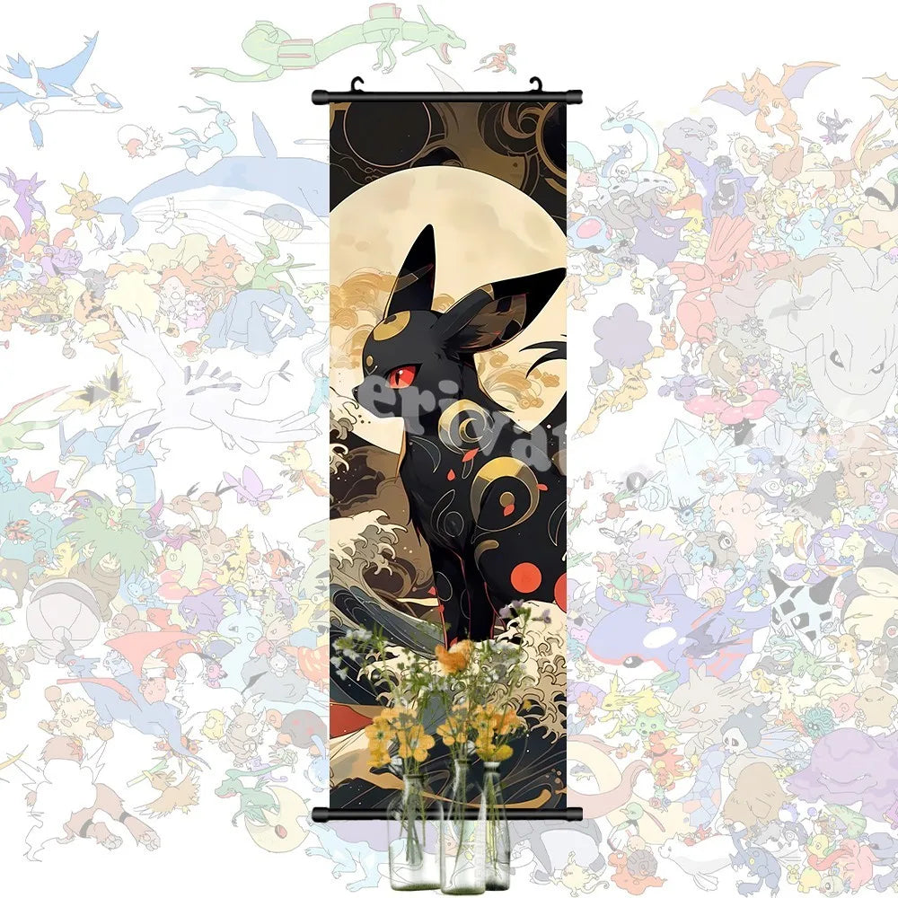 Printed Pokemon Poster Anime Wall Artwork Gengar Pictures Charizard Painting Canvas Pikachu Hanging Scrolls Home Room Decor