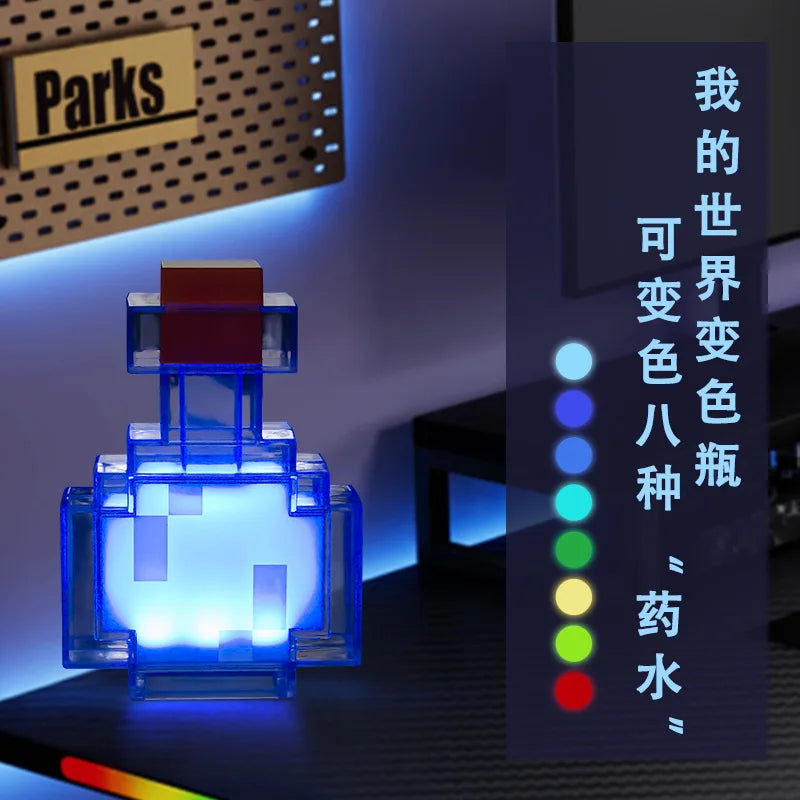Minecraft My World Series Diamond Ore Lamp Colorful Charging Miner's Lamp Medicine Water Bottle Torch Model Gift Night Light