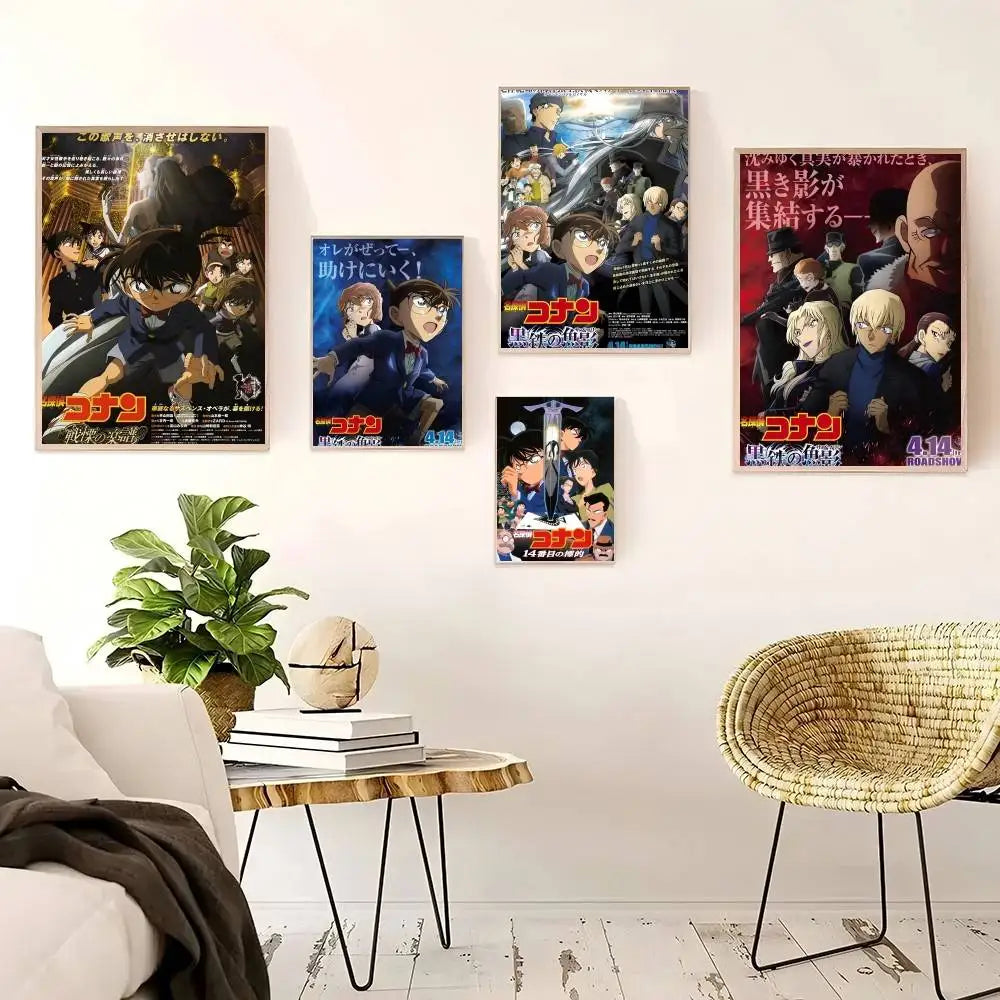 Detective Conan Poster Self-adhesive Art Waterproof Paper Sticker Coffee House Bar Room Wall Decor