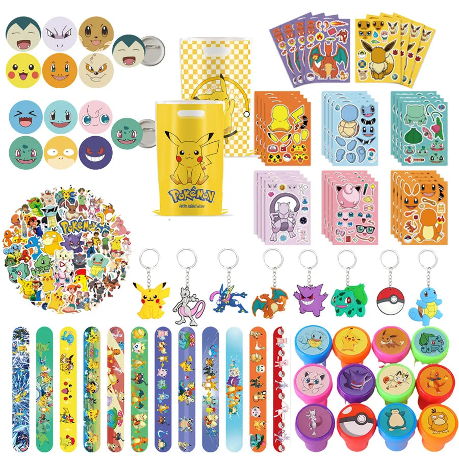 Pokemon Birthday Party Favors Pikachu Slap Bracelet Stamps Gifts Christmas Stocking Fillers Party Supplies Decoration Souvenirs