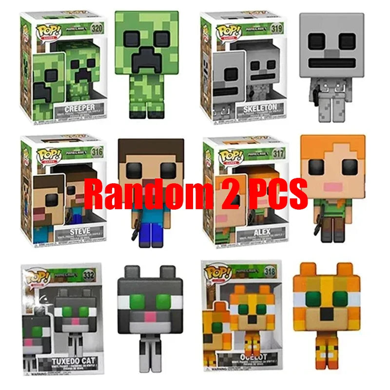 2PCS POP Minecrafts Figure Steve Zombie Doll Decoration Ornaments Alex #317 PVC Action Figure Collection Model Children Toy Gift