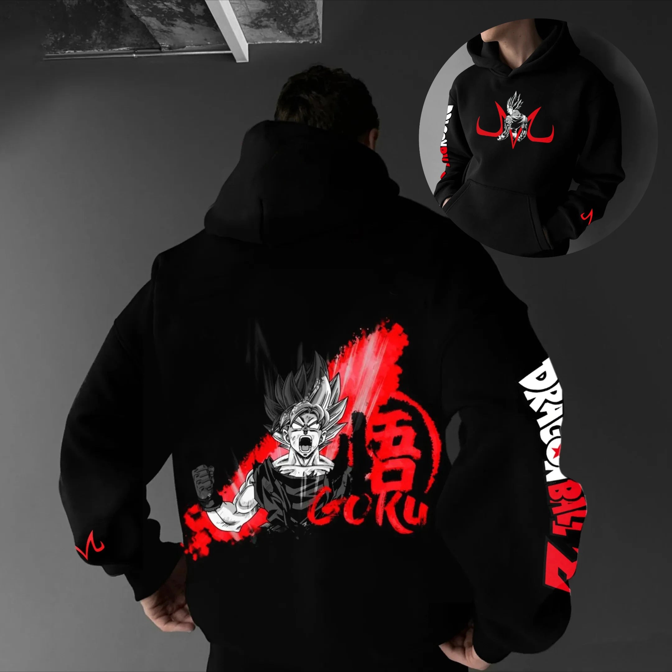 2025 Dragon Ball GOKU Anime Peripheral Printed Hoodie Autumn and Winter Korean Loose Men's and Women's Cotton Sweater