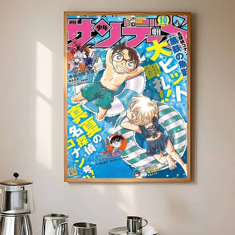 D-Detective Conan Comics Magazine Poster HD Canvas Painting Print For Home Living Room Bedroom Decorative Pictures