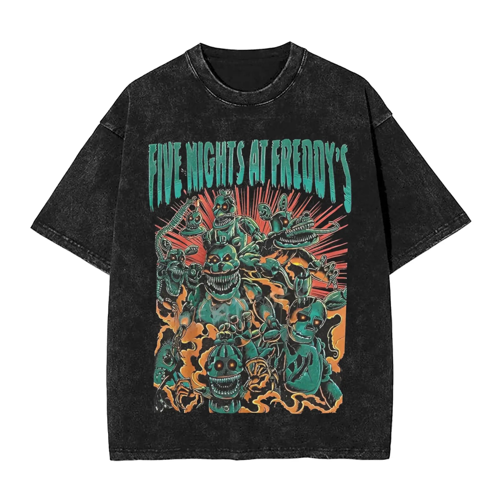 تي شيرت رجالي قطني أساسي مناسب لعام 2000، تي شيرت صيفي من FNAF At Freddy's، برقبة دائرية، تي شيرت عصري، مقاس كبير، قابل للتخصيص بنفسك