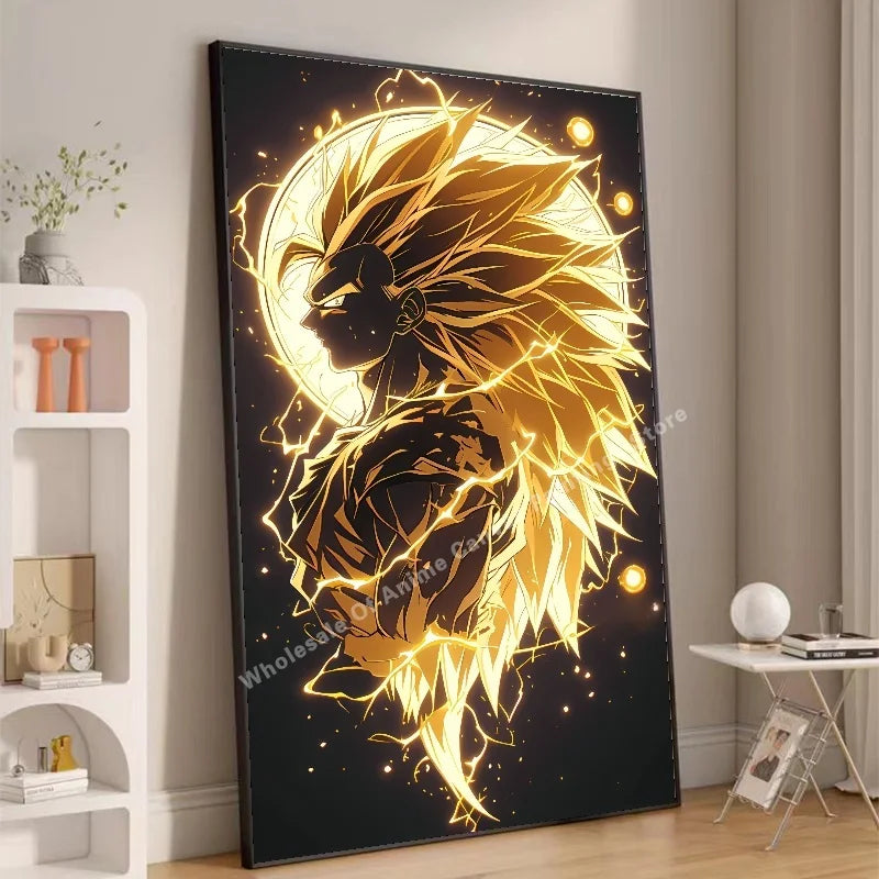 Anime Dragon Ball Wukong Neon Light Effect Poster High Definition Image Printing Creative Home Art Wall Decoration Painting