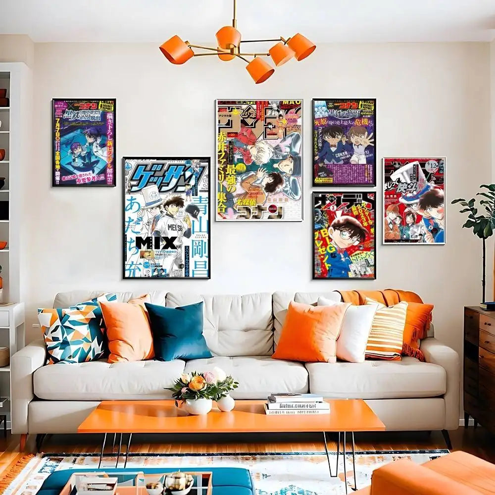 D-Detective Conan Comics Magazine Poster HD Canvas Painting Print For Home Living Room Bedroom Decorative Pictures