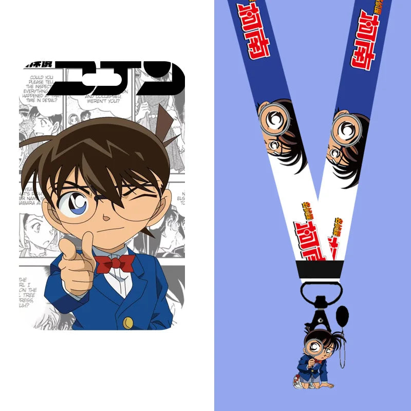 Detective Conan Lanyard Push-pull Card Holder Mouri Ran Long Rope Business Card Holder Detachable Long Rope Student Card Holder