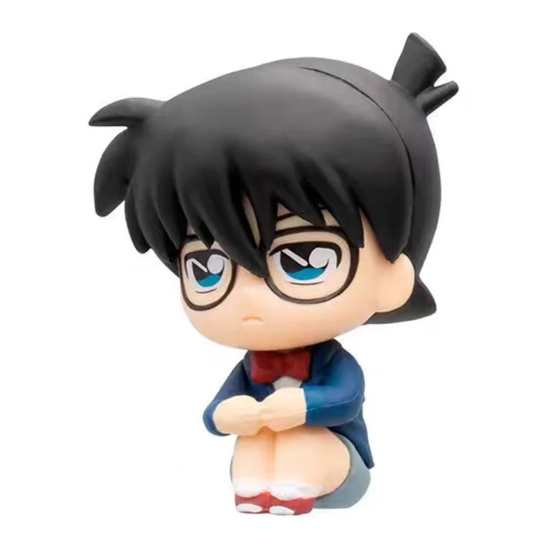 Bandai Original Detective Conan Gashapon Figures - Cute Sitting Pose Anime (Conan, Kaito, Ran Mouri) Collectible Mini Toys Gift