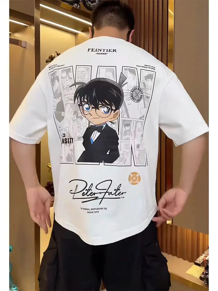 Detective Conan Case Closed Cotton Men's and Women's Short Sleeve Conan Edogawa Shinichi Kudo Summer Boys and Girls T-Shirt