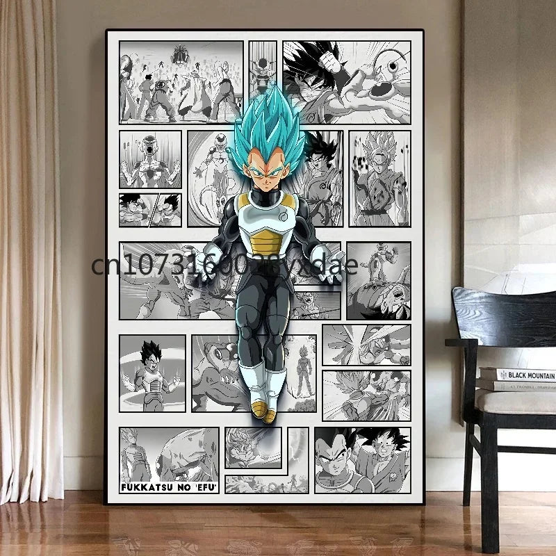 Anime Classic Canvas Prints Poster Dragon Ball Z Goku Vegeta Gohan Home Room Bar Wall Decor Art Picture Painting Wallpaper Gift