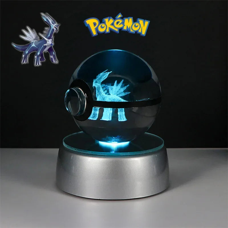 لعبة مجسم بوكيمون ثلاثي الأبعاد على شكل كرة كريستالية من باتر فري كيوبون، بوكيبول ديتو لوكاريو لابراس، نموذج لوجيا أركيوس مع قاعدة إضاءة LED