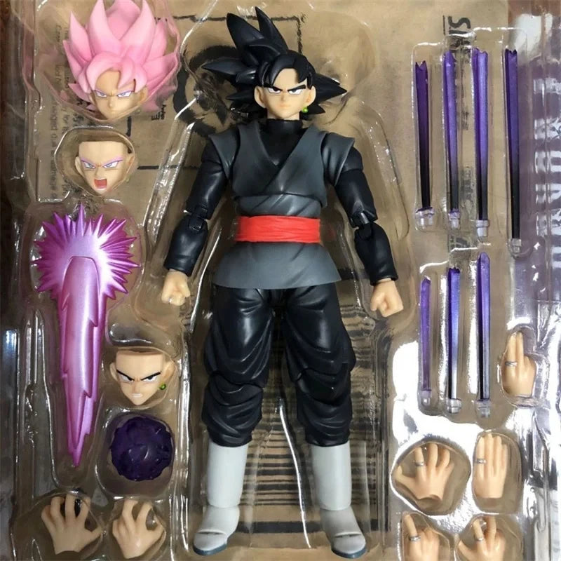 14cm Dragon Ball Black Goku Zamasu Anime Action Figure Super Saiyan Movie Version Dbz Model With Multiple Accessories Toys gifts