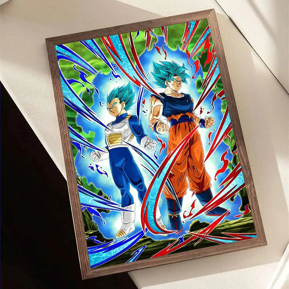 1pc Japanese Anime Dragon Ball Goku Poster Self-adhesive Art Waterproof Paper Sticker Coffee House Bar Room Wall Decor