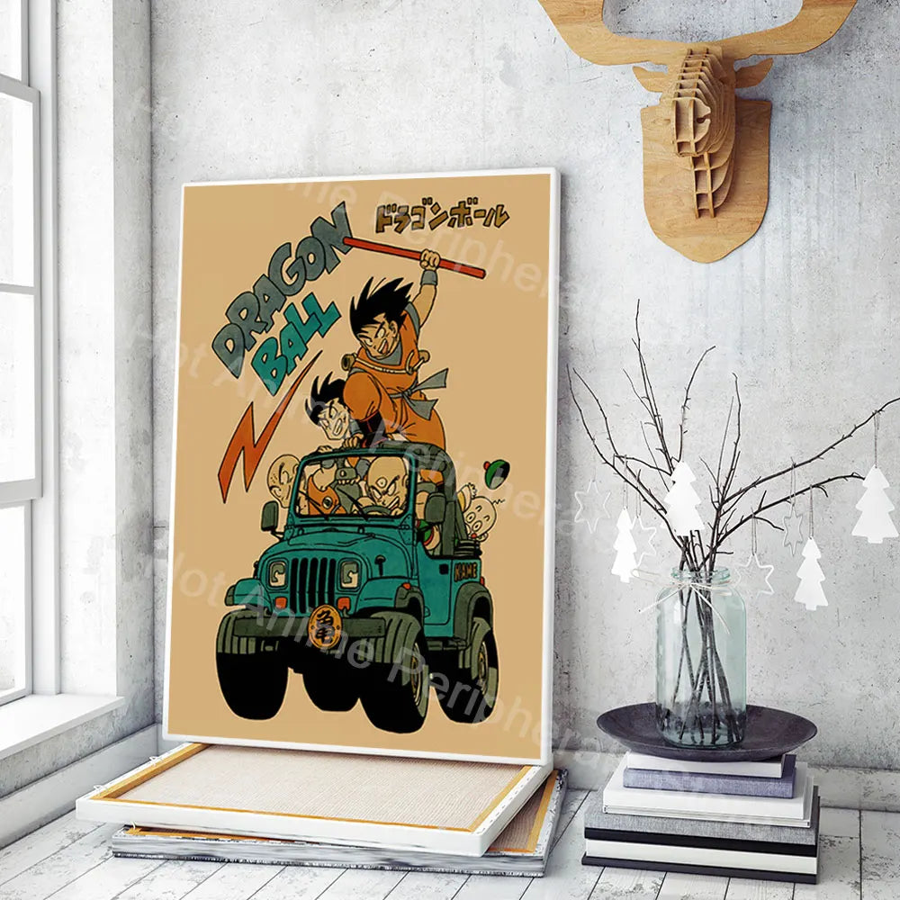 Vintage Posters Dragon Ball Peripheral Anime figures Vegeta Goku Picture Art Canvas Painting for Kids Bedroom Mural Decor Gifts