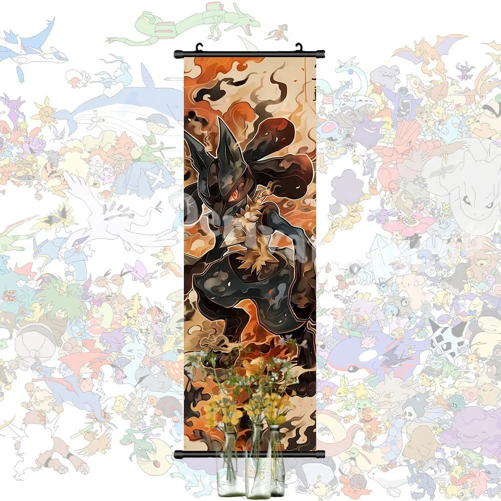 Printed Pokemon Poster Anime Wall Artwork Gengar Pictures Charizard Painting Canvas Pikachu Hanging Scrolls Home Room Decor