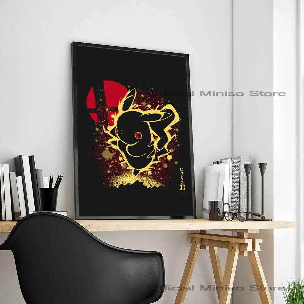 1pc Anime Pikachu Poster Self-adhesive Art Pokemon Waterproof Paper Sticker Coffee House Bar Room Wall Decor