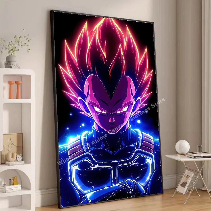 Anime Dragon Ball Wukong Neon Light Effect Poster High Definition Image Printing Creative Home Art Wall Decoration Painting