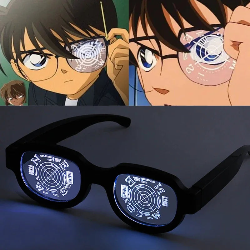 Anime Detective Conan LED Light Up Glasses Color Change Kawaii Luminous Crossdresser Glasses Cosplay Men Novelty Costumes Gift