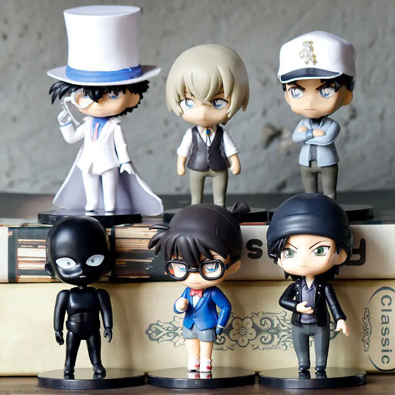 6pcs/set Detective Conan Action Figure Toys for Kids Kuroba Kaito Akai Shuuichi Haibara Ai Hattori Heiji Collectible Gift Dolls