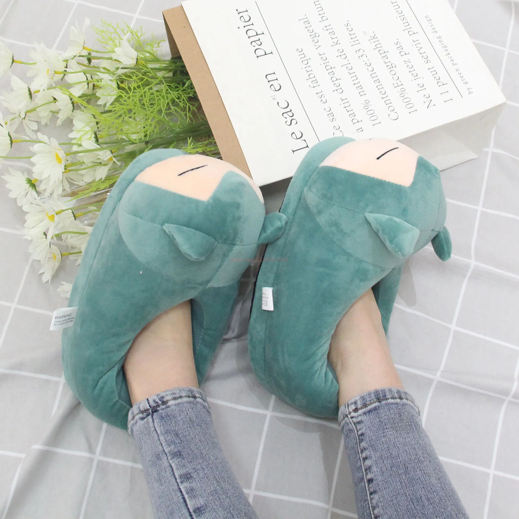 MINISO Anime Pokemon Pikachu Snorlax  Cartoon Kawaii Shoes Non Slip Warm Winter  Indoor Slippers For Children Creative Gift Soft