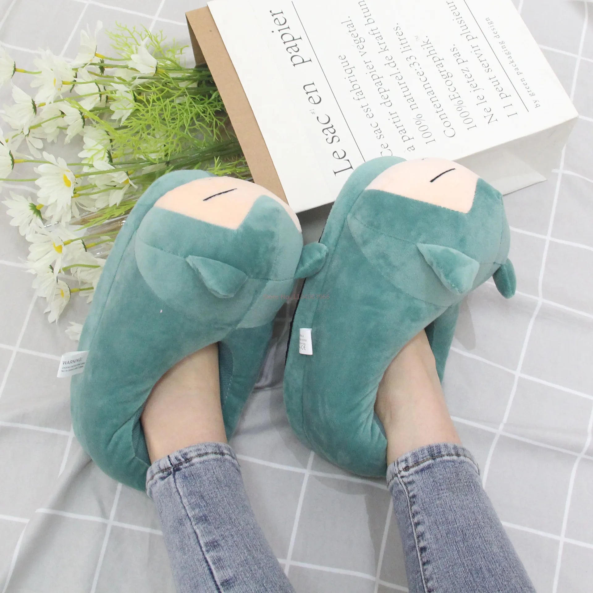 MINISO Anime Pokemon Pikachu Snorlax  Cartoon Kawaii Shoes Non Slip Warm Winter  Indoor Slippers For Children Creative Gift Soft