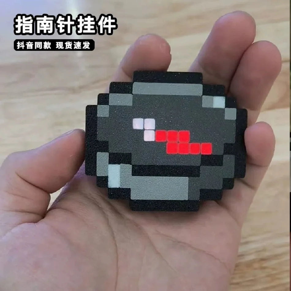 New Minecraft Compass Pixel Wind Peripheral design trinket Magnetic MC Real-World Use Movable Keychain Pendant myworld Gift