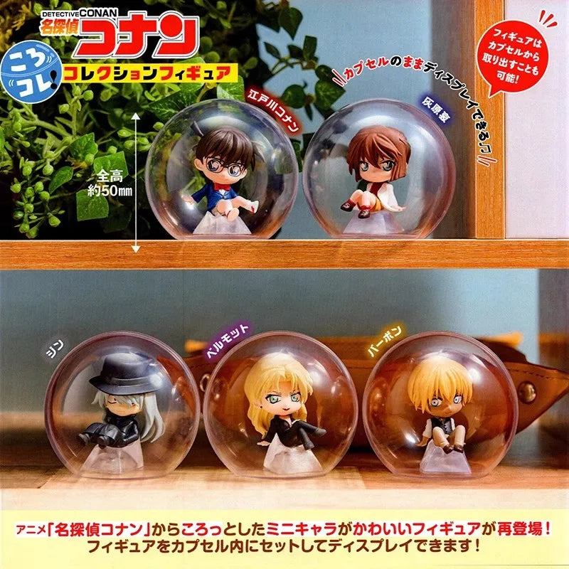 Genuine Gacha Scale Model Detective Conan Sitting Position Doll Haibara Ai Gin Furuya Rei Action Figure Toys