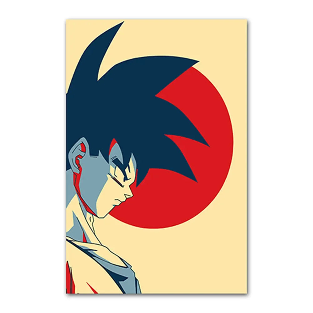 Dragon Ball Vintage Japanese Poster Vintage Canvas Painting Goku Vegeta Cartoon Kids Wall Painting Kids Gift