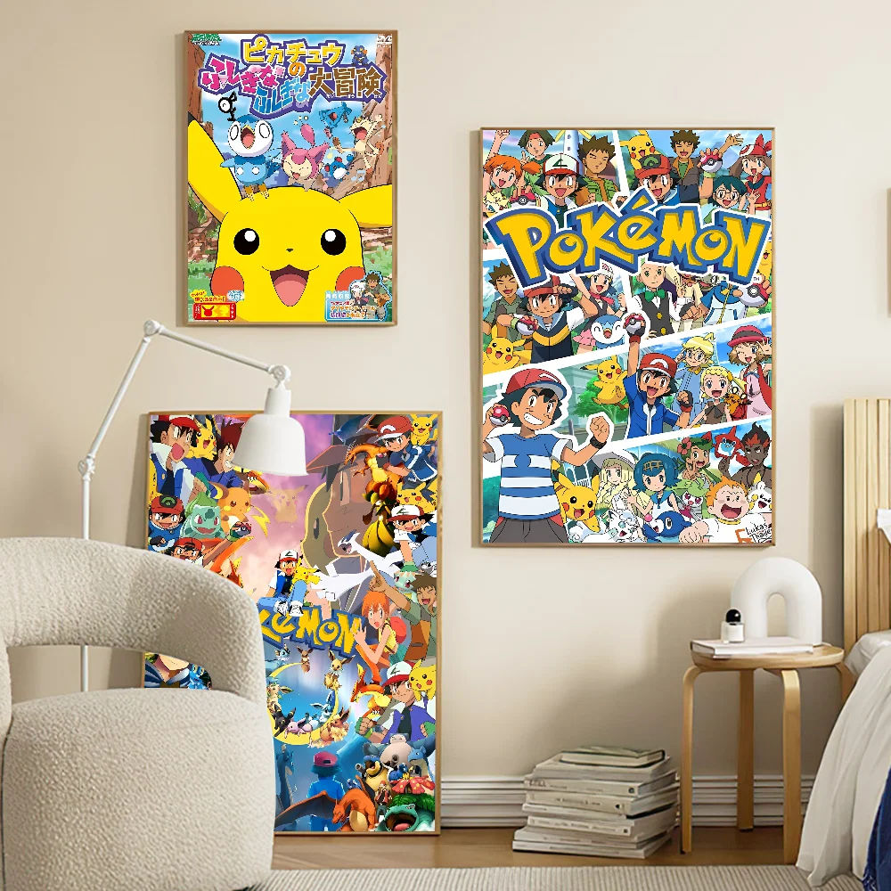 Anime P-Pokemon Anime Posters Sticky HD Quality Wall Art Retro Posters for Home Kawaii Room Decor