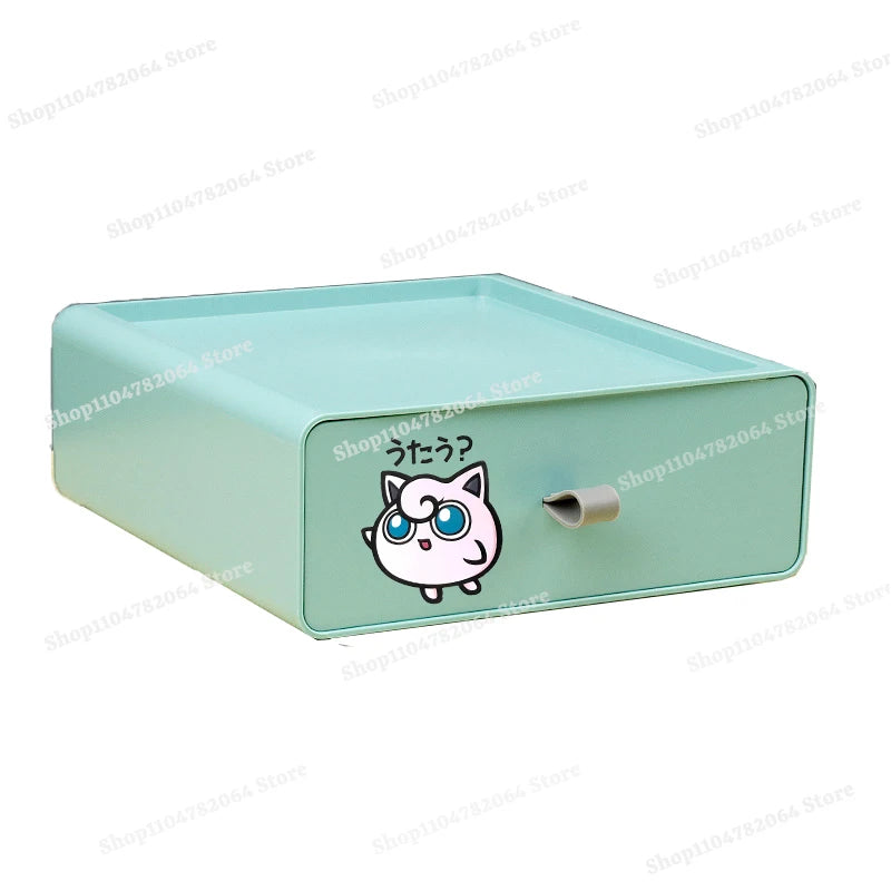 Pokemons Desktop Organizer Drawer Style Storage Box Office Multi-layer Small Storage Cabinet Bookshelf Assembled Case Party Gift