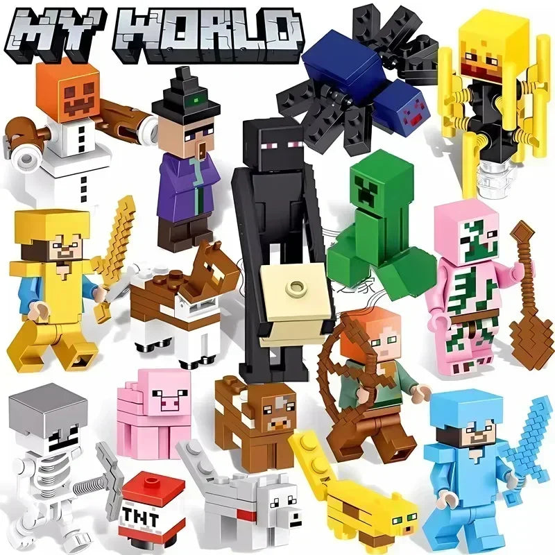 compatible Minecraft minifigures Track Mine Crawling Cave mini figures building block toys with children's gifts
