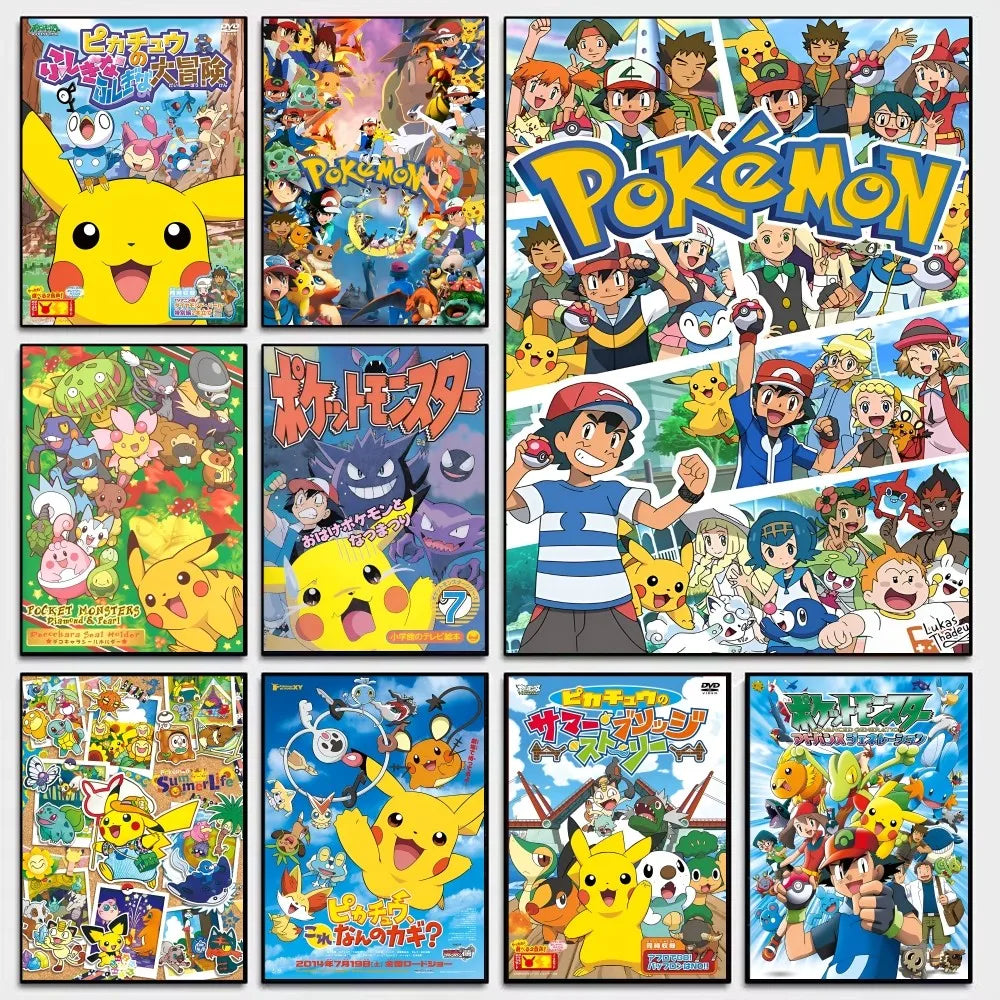 Anime P-Pokemon Anime Posters Sticky HD Quality Wall Art Retro Posters for Home Kawaii Room Decor