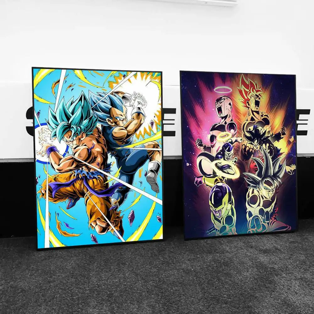 1pc Japanese Anime Dragon Ball Goku Poster Self-adhesive Art Waterproof Paper Sticker Coffee House Bar Room Wall Decor