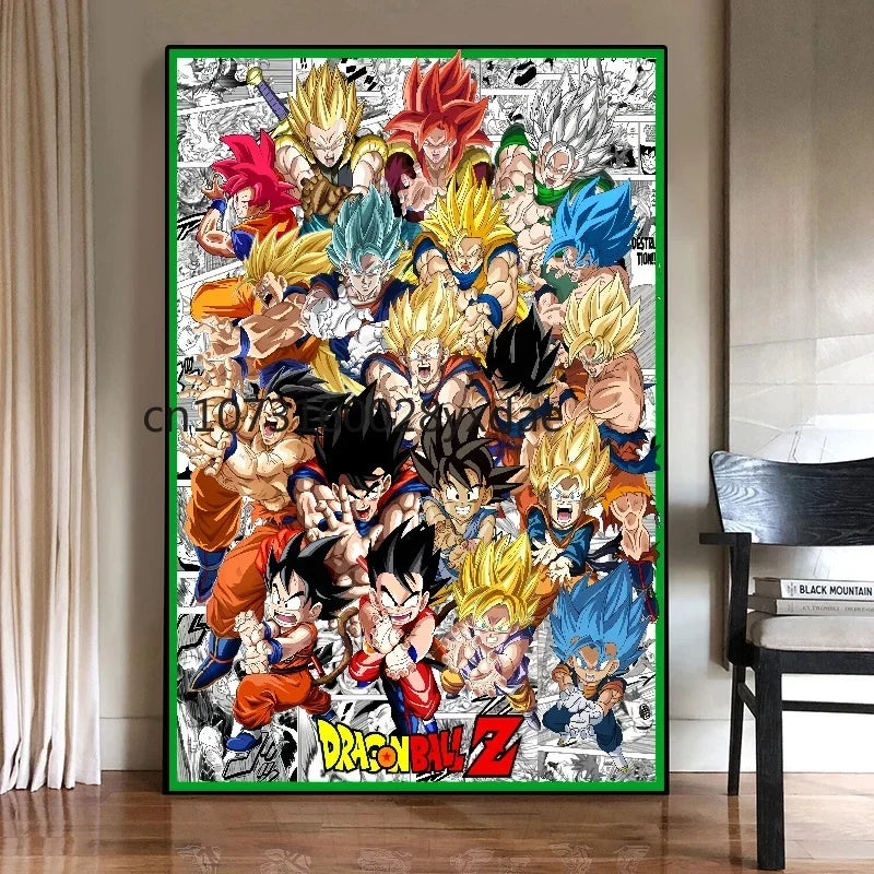 Anime Classic Canvas Prints Poster Dragon Ball Z Goku Vegeta Gohan Home Room Bar Wall Decor Art Picture Painting Wallpaper Gift
