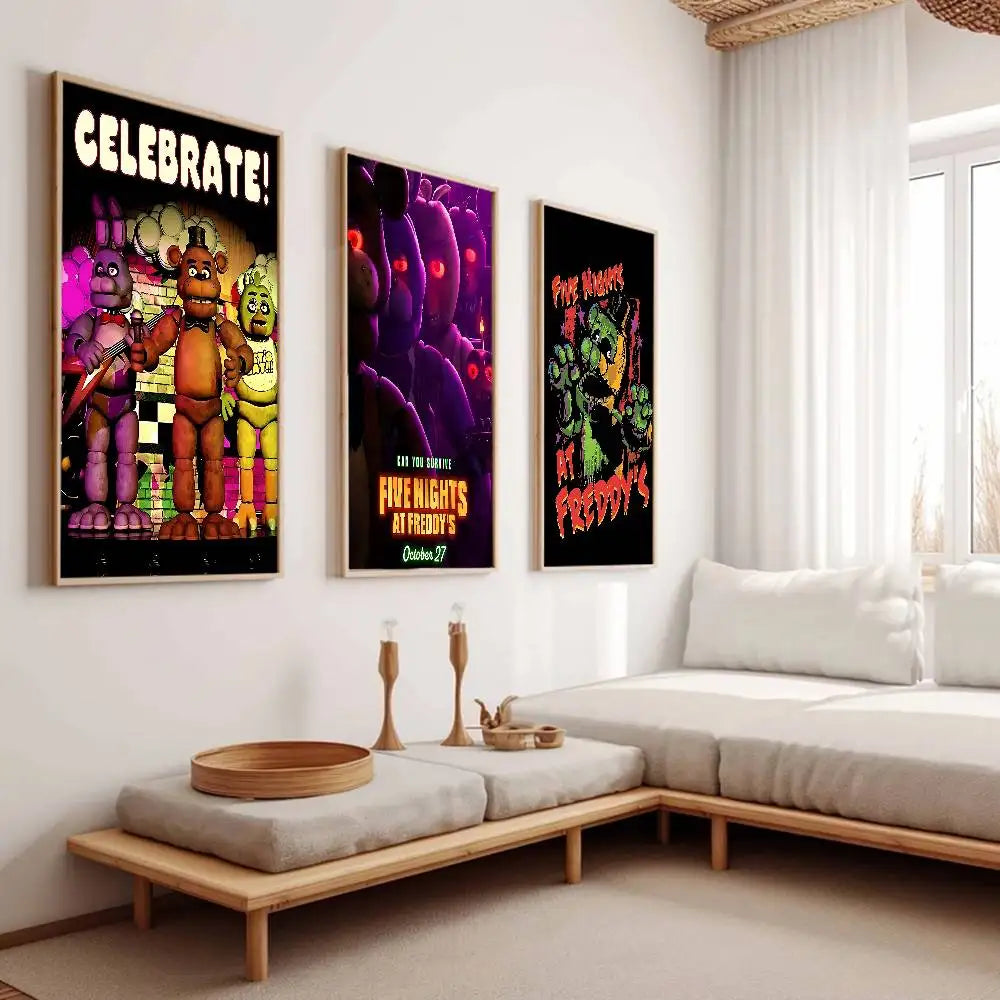 Horror Anime F-five N-nights At F-freddy's Good Quality Prints And Posters Room Home Bar Cafe Decor Aesthetic Art Wall Painting
